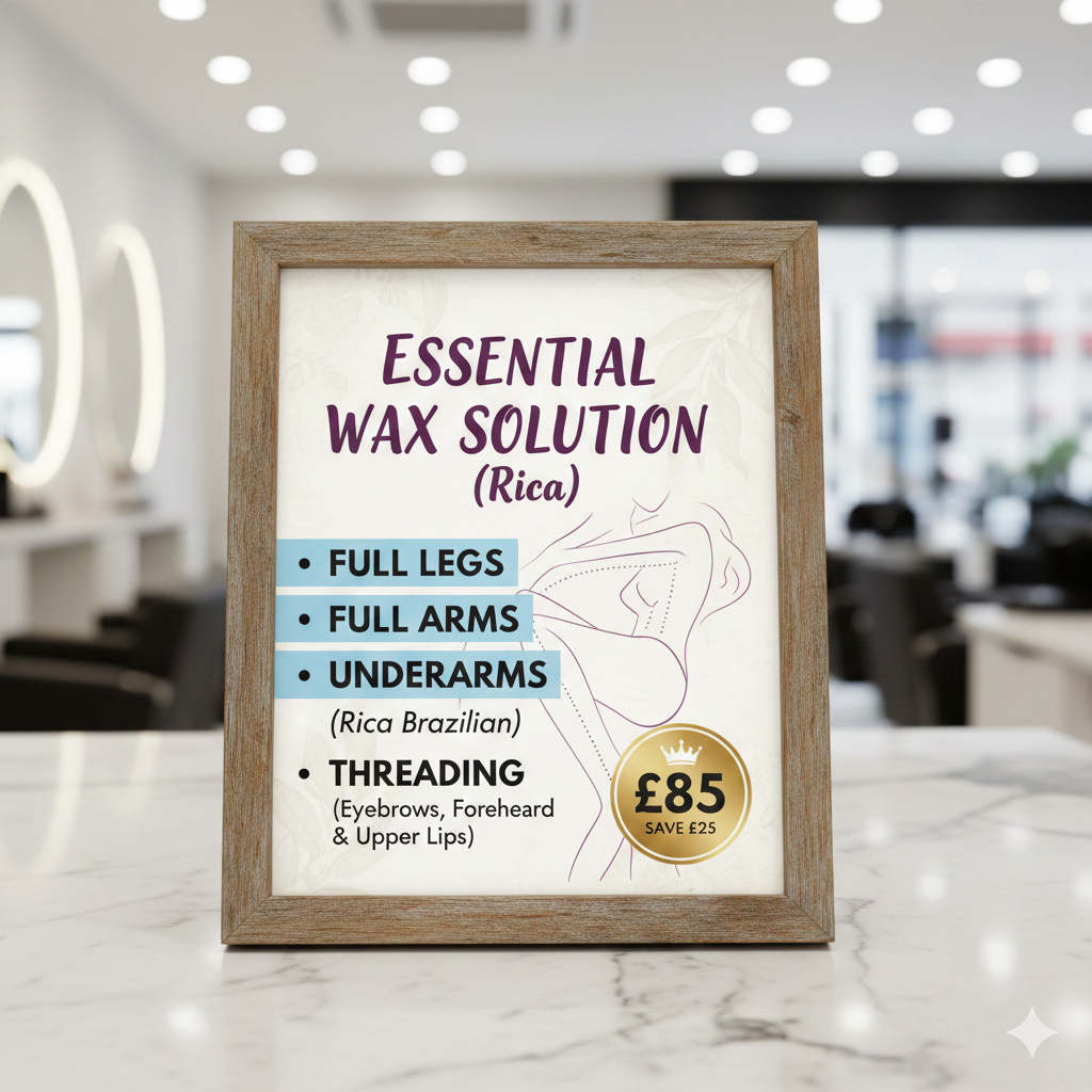 Essential Wax Solution (Rica) - Full Legs + Full Arms + Underarms (Rica Brazilian) + Threading (Eyebrows, Forehead & Upper Lips)